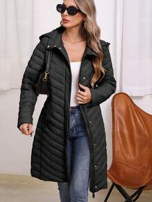 Risissida Giolshon 女士秋冬长款外套 - 轻便舒适，带口袋，休闲日常穿着，黑色 - 黑色 - 查看 2
