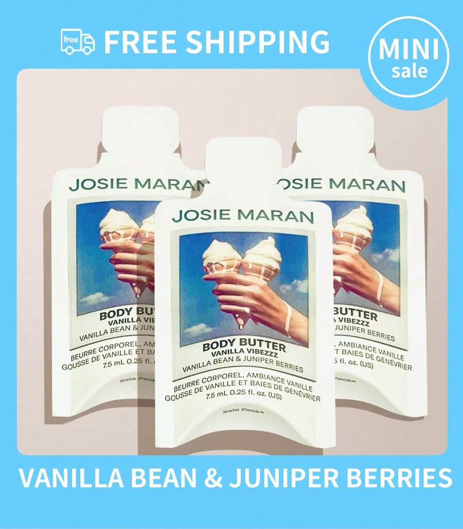 Josie Maran Whipped Argan Oil Body Butter In Vanilla Vibezzz,Vanilla Bean & Juniper Berries 7.5 Ml 0.25 Fl.Oz.Mini Travel Size~2px~ - 22,5ml [7,5ml * 3 miếng] - Xem 1