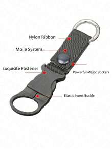 خطاف نايلون تكتيكي للزجاجات المائية للاستخدام الخارجي - كارابينر متعدد الوظائف، مناسب لزجاجات المياه المحمولة وزجاجات المياه المعدنية! (يمكن اختيار طريقة الارتداء بحرية) حقيبة ظهر/لوازم مدرسية - الأسود - مشاهدة 2