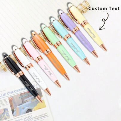 1pc Personalized Short Mini Pocket Pen, Engraved Logo Design, Cute Stationery For Office, School, Advertising Gift Back To School