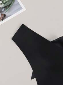 Plus Sexy Elastic Bow Decor Thong - Black - View 6