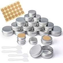 24 Pcs Aluminum Tin Jars, Aluminium Empty Containers, 5ml/20ml/30ml/40ml/50ml/60ml Round Cosmetic Tin Jars, Metal Tins With Lids, Aluminium Empty Tins Metal Candle Storage Tin Jars Travel Tin Cans For Crafts, Cosmetics, Lip Balm, Candles, DIY