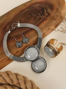 手工制作超大多层波西米亚风欧式美式宴会派对度假村铝线树脂亚克力项链耳环手链套装女士