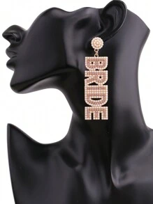 Diseño De Letra Novia Con Cuentas Blancas Brillantes Decoración De Diamantes De Imitación Pendientes De Borla Estilo Bohemio Lindo Joyería De Aleación Accesorios De Boda - Estilo 1 - Ver 17