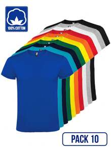 Roly 10 件裝短袖T 卹（48 小時內發貨） – 各種尺寸– 各種顏色– 100% 棉，雙圓領，加固接縫，管狀面料，基本款T 卹，男女通用T 卹，經濟型T恤. - 彩色 - 查看 2