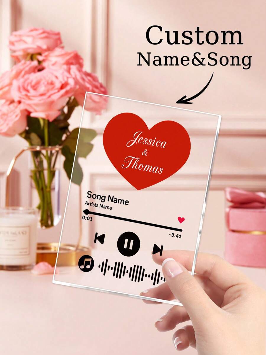 1 Tấm bảng hình trái tim in ảnh và chữ theo yêu cầu, bảng nhạc Spotify có thể quét mã, khung ảnh cá nhân trang trí nhà cửa, bảng ảnh bài hát bằng acrylic tùy chỉnh, bảng ảnh và chữ cá nhân, bảng bìa album bài hát, quà tặng nghệ thuật âm nhạc lãng mạn, quà kỷ niệm, quà Valentine, quà sinh nhật, quà cưới, quà Ngày của Mẹ, quà Ngày của Cha, quà tặng bạn thân, quà tặng bố mẹ/người yêu, quà tốt nghiệp. - Phong Cách Khắc Tình Yêu & Ngày Lễ Tình Nhân 8 (12*16CM)-Đen - Xem 1
