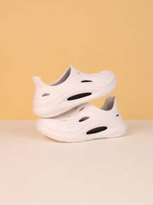 1 双男女款厚底防滑多色沙滩/室内休闲透气凉鞋 - 黑與白 - 查看 2