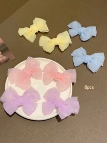 8 piezas de pasadores para el cabello de estilo dulce en colores surtidos, aptos para uso diario - Multicolor - Ver 6