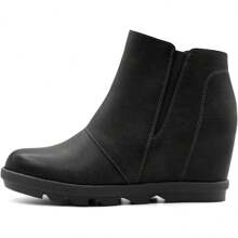 Athlefit Stylish Wedge Booties For Women With Heel Hidden Wedge Boots Comfortable Casual Ankle Boots - 黑色 - 查看 1