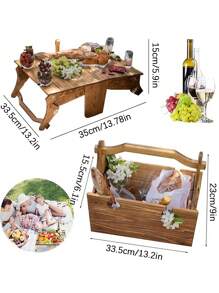 Bàn gấp 2 trong 1, Bàn dã ngoại, Giỏ dã ngoại, Bàn giỏ dã ngoại bằng gỗ, Nâng cấp mới nhất Giỏ dã ngoại dễ lắp đặt có bàn, Khay đựng đồ ăn nhẹ phô mai trái cây ngoài trời, Bàn giỏ dã ngoại gấp ngoài trời bằng gỗ, Thiết bị cắm trại du lịch tự nhiên - Nhiều màu - Xem 5