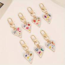 2 piezas de llaveros con colgantes de ojo del mal y flor con corazón de colores, accesorios de joyería DIY de moda, charms mixtos para mochila, bolso, coche, regalos de fiesta, regalos para amigos