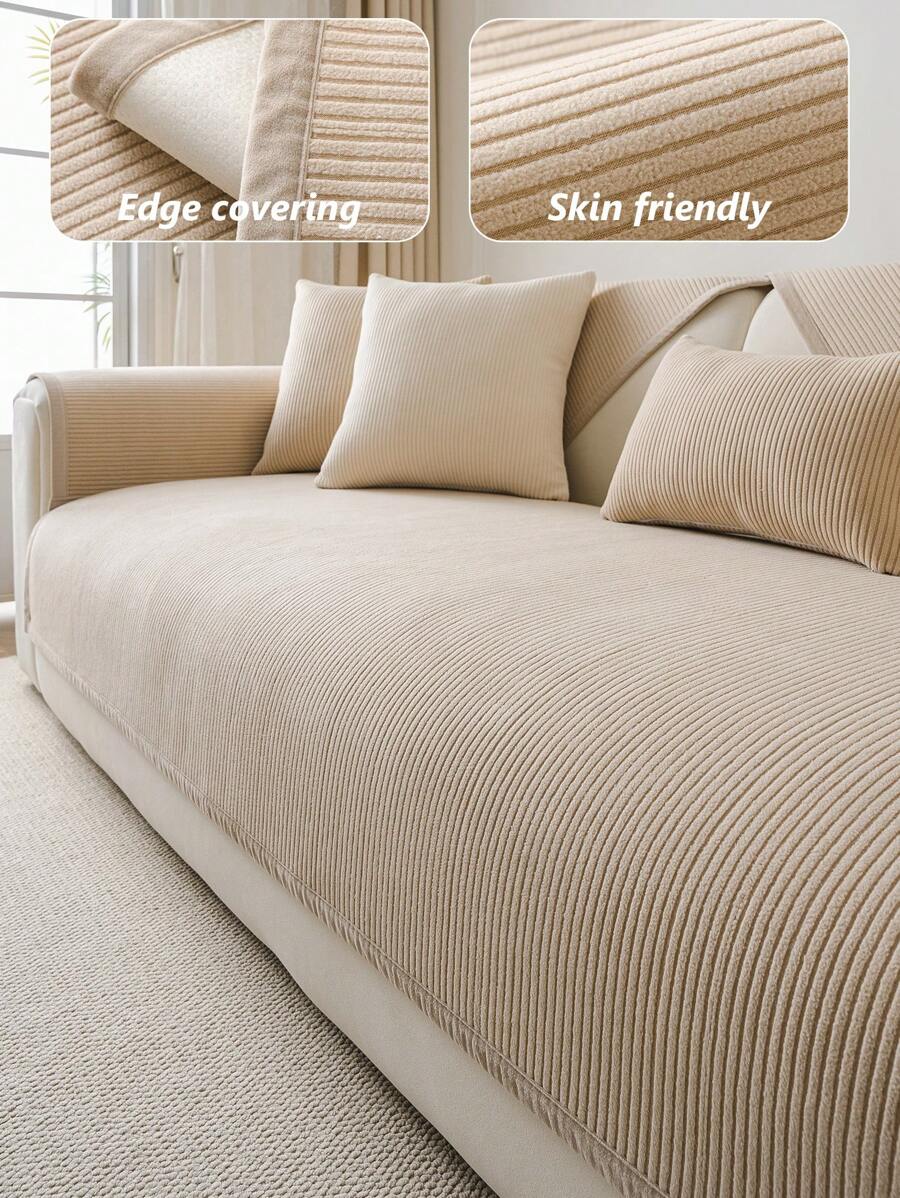 1 件简约提花天鹅绒四季通用防滑沙发套，宠物友好型防刮沙发保护套，适用于客厅、卧室和办公室。