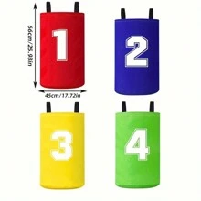 4 Packs Canvas Potato Sack Race Bags, Durable Jump Bags For Outdoor Lawn Games, Family Interactive Sports, Hand Washable, Non-Electric, No Feathers - Multicolor - View 7