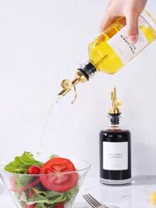 1个金色玻璃油瓶 - 可用作厨房橄榄油瓶、咖啡吧配件咖啡糖浆瓶、食用油瓶，附赠随机贴纸 - 彩色 - 查看 9