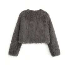 Women's Solid Color Long Sleeve Casual Fashionable Faux Fur