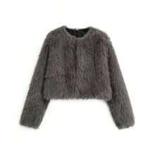 Women's Solid Color Long Sleeve Casual Fashionable Faux Fur