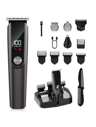 Men's Beard Trimmer Electric Shaver Cordless Shaver Grooming Set For Nose Beard Body Face, Good Choice For Christmas Birthday Gift