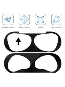 1 套 Apple 纯色保护壳、超薄贴纸保护膜、防尘罩适用于 Apple 1/2/Pro/3/Pro2/4/Pro3 充电盒（不含耳机） - 黑色 - 查看 2