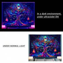 1pc Glow In The Dark Life Tree Tapestry, UV-Reactive Blacklight Tree Hanging Wall Art, Nature Landscape Decor For Bedroom, Living Room (Requires UV Light To Activate Glow Effect) Gifts Birthday Graduation Room Decor Tapestry For Room Wall Tapestry Flag Home Decor School Decor School Surprise Dormitory Decor Back To School Room Decoration Stuff Bedroom Decor School Supplies