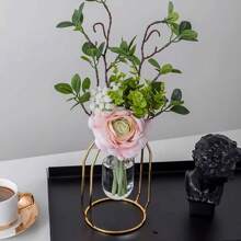 1pc Creative Household Decorative Dried Flower Arrangement For Living Room, Dining Table Home Decor Vase Room Decor Flower Vase Glass Vase