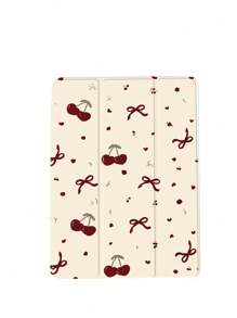 1 个樱桃蝴蝶结图案扁平保护壳，兼容 iPad 10.2 英寸、iPad Pro 11 英寸 2021/2020/10 代、iPad Mini 4/5/6、Galaxy Tab A8 10.5 英寸 2022、Matepad 10.4/Tab，带笔槽，自动睡眠/唤醒功能 - 彩色 - 查看 5