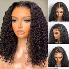 Realove Deep Curly Human Hair Wig 6X5 Glueless Wigs Human Hair Pre Plucked Pre Cut Bleach Knots Kinky Curly Wear And Go Glueless Wig Deep Curly HD Lace Wig 200% Density Glueless Curly Wig 34 Inch