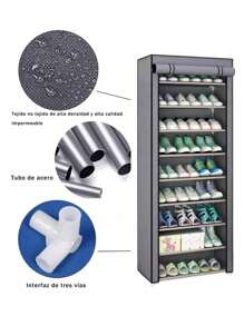 Estante de zapatos de 9 niveles con tapa, organizador de calzado Zapatera estrecha con tapa, armario Para Zapatos de 9 pisos de altura, estante de zapatos sólido, acabado de estante de zapatos, puede acomodar 20 - 22 armarios de zapatos independientes con tapa de polvo. - Gris - Ver 8