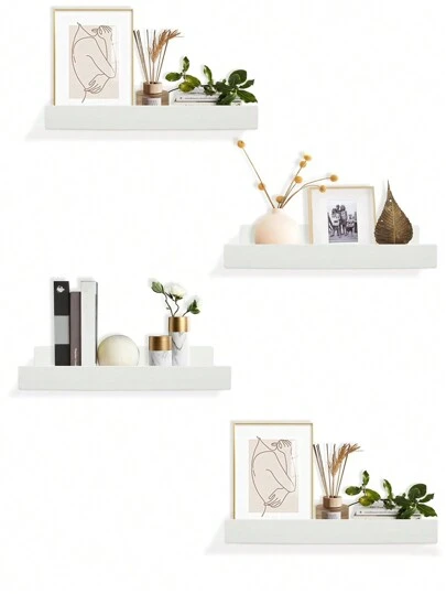 4 件装亚克力壁挂式收纳架，15 英寸儿童悬浮书架，浴室、卧室、客厅、厨房、房间装饰展示架收纳架，透明房间装饰