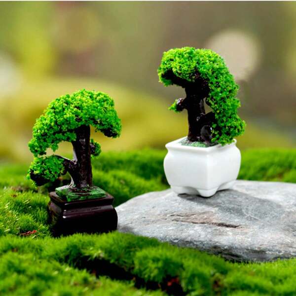 Miniature Landscape Bonsai Welcome Pine Micro-Landscape, Desktop Decor Accessory