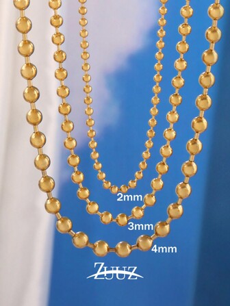 1 件 2 毫米 3 毫米 4 毫米不锈钢珠链项链，适合女士男士珠子圆球链项链颈链女性珠宝最佳朋友礼物