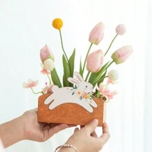 1pc Easter Bunny Decoration,Artificial Potted Tulip,Spring Summer Artificial Flowers,Color Planter Decor,Bunny Flower Box Design,Desk Ornament For Romantic Home Decoration,Room Decor Bedroom,Wedding Decor,Table Decoration,Centerpieces,Party Decorations,Mother's Day Gift,Bestfriend Gifts,Bridesmaid Gifts Birthday Graduation