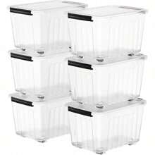 72 Quart Plastic Storage Bin, Stackable And Nestable Storage Boxes With Lids And Secure Latching Buckles, Large Storage Container (Clear, 72Quart-6Pack)