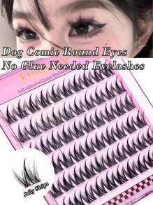 60片C卷自粘睫毛簇卷翘翘长狗式12mm自然加粗细带睫毛自行延长扩大双眼易戴无需胶水睫毛 睫毛簇，睫毛簇，单根睫毛，睫毛，假睫毛 - C - 查看 1