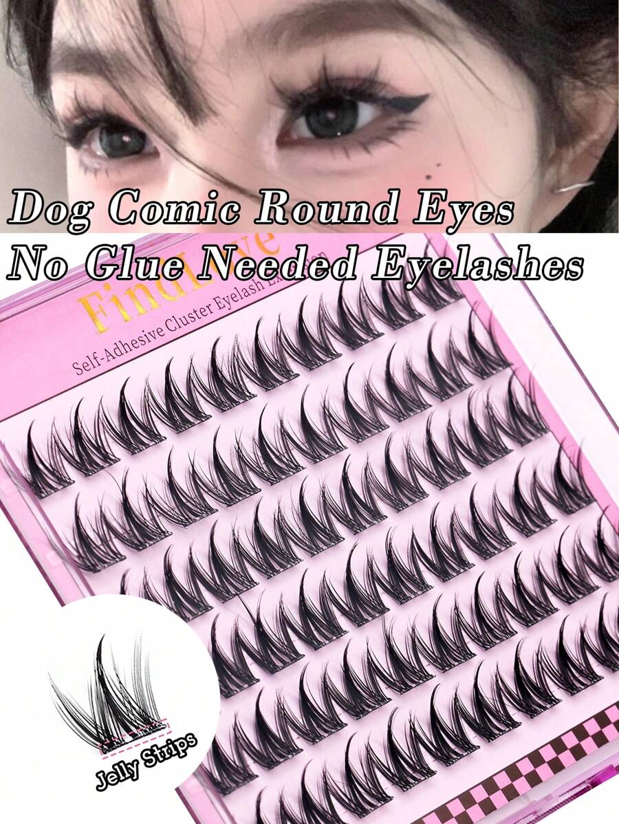 60片C卷自粘睫毛簇卷翘翘长狗式12mm自然加粗细带睫毛自行延长扩大双眼易戴无需胶水睫毛 睫毛簇，睫毛簇，单根睫毛，睫毛，假睫毛 - C - 查看 1