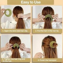 1 Pince à cheveux magique, support de queue de cheval, accessoire de cheveux simple monochrome pour boule de personne nonchalante, pince à chignon, lisseur de cheveux pour femme, boucle de fixation pour queue de cheval haute, pince de préhension pour personne nonchalante, accessoire de cheveux moelleux. Rentrée scolaire