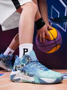 Giày bóng rổ nữ cỡ lớn, đế dày, nhẹ, mới ra mắt mùa xuân 2025, giày thể thao ngoài trời, giày chạy bộ bền bỉ, giày leo núi mềm mại và thoải mái, giảm sốc và đàn hồi tốt, giày thường ngày với họa tiết bất đối xứng ngẫu nhiên. - ánh trăng - Xem 7