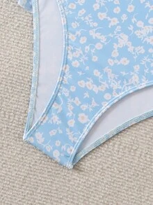 Set de 2 piezas de bikini estilo ditsy floral sexy, nueva europea y estadounidense, para verano y vacaciones en la playa