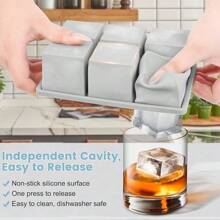 Large Silicone Tray 2Pack,  Big Square Molds Whisky Cocktail, Maker Tray With Lid Freezer, Easy Release (2,) - 灰色的 - 查看 3