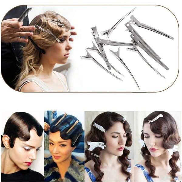 10-Pieces Metal Hairpin Set Suitable For Styling, Secting, Salon, Cutting Root, Thinning, DIY Hair Accessories, Hair Root Fluffy Clip Hair Fluffy Magic Hair Clip Without Trace Fringe Duck Mouth Hairpin Hair Styling Area Positioning Clip