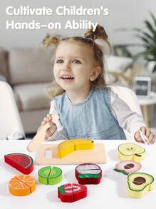 Wooden Play Food Sets For Kids Kitchen Toddlers Wood Toys Cutting Fruit Pretend Food Play Kitchen Accessories Set For Boys And Girls