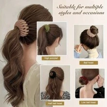 1 Pince à cheveux magique, support de queue de cheval, accessoire de cheveux simple monochrome pour boule de personne nonchalante, pince à chignon, lisseur de cheveux pour femme, boucle de fixation pour queue de cheval haute, pince de préhension pour personne nonchalante, accessoire de cheveux moelleux. Rentrée scolaire