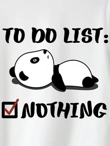 女士短袖T恤，女士标准熊猫字母印花短袖T恤，女士休闲圆领舒适运动T恤，女士白色上衣，春夏服装