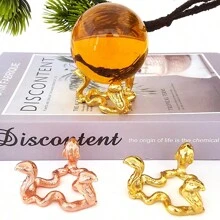 1pc Snake Year Crystal Ball Holder Stand, Snake Year Gift, Metallic 3 Snakes Crystal Ball Base, Handicraft Decor, Home Decoration, Desktop Ornament Gifts Birthday Graduation