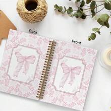 别致粉色蝴蝶结 A5 螺旋笔记本 - 50 页横线页，精装日记本，适合青少年、学生和办公室使用 - 14 * 21 厘米/ 5.5x8.3 英寸螺旋笔记本 - 50 张 100 页 - 带有工作日标志、天气标志、备忘录编号和日期标志的日记本，学校用品，返校 - Spiral Notebook - 查看 7