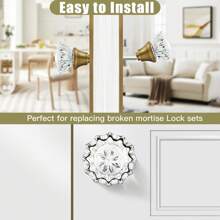 2 Pack Mortise Lock Glass Door Knobs Replacement Set With Spindle, Antique Brass Crystal Door Knobs For Replacing Broken Old Vintage Lock Sets On Interior Door, Antique Brass Finish