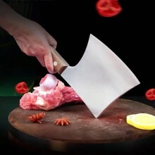 1 Piece Bone Knife, Heavy Butcher's Axe, Machete, Stainless Steel Thickened Blade And Ergonomic Handle, China Kitchen Axe, Multifunctional Professional Knives For Home And Restaurant Use, Household Restaurant Thickened Stainless Steel Axe, For Bone Cutting, Multifunctional Forging, Knocking, Cutting, Multifunctional Stainless Steel Kitchen Knife, For Bone Cutting, Large Bone Cutting, Golden Steel Axe Unique Gift For Men