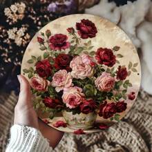 1pc Eternal Beauty Blooming Rose Vintage Sign, Metal Wall Decor Suitable For Home, Restaurant, Cafe, Garage, Imaginative Wall Art, 8x8 Inches