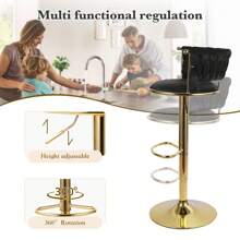 ATOMHOME ATOMHOME Emerald Velvet Swivel Bar Stools - 360° Rotation With Low Back & Footrest, Adjustable Counter Height Barstools, Gold Accent Frame (Set Of 2)