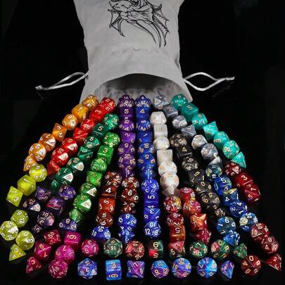 Dados poliédricos para y juegos de rol - Perfectos para juegos de mesa de interpretación de roles, con bolsas de cuerdas grises, y un regalo perfecto para el Día de Acción de Gracias