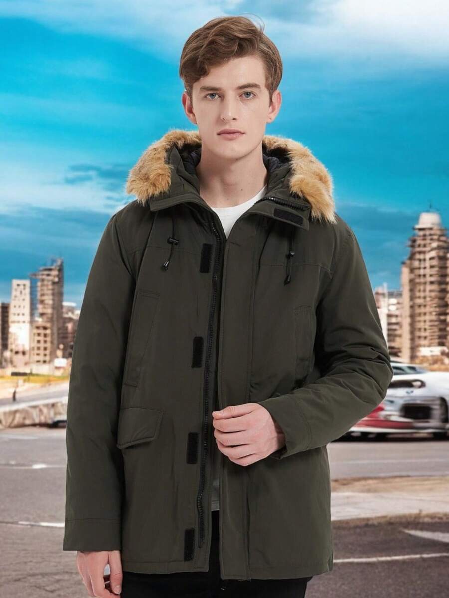 EverlyX Green Parka Jacket With Fur Hood - Men's Winter Fashion - Shipping From Spain In 24/48 Hours